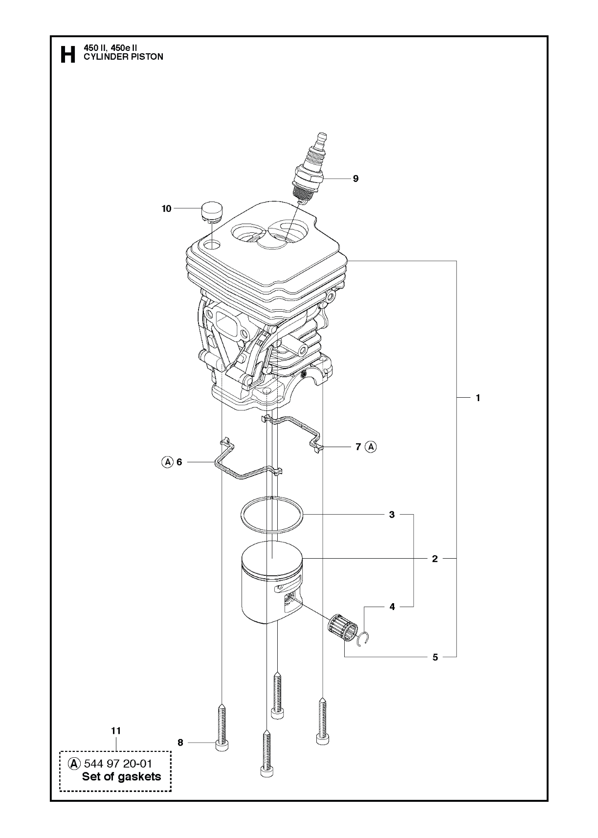 Tłok i cylinder pilarki Husqvarna 450 II 