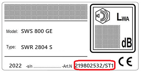 Stiga SWS 800 GE tabliczka znamionowa