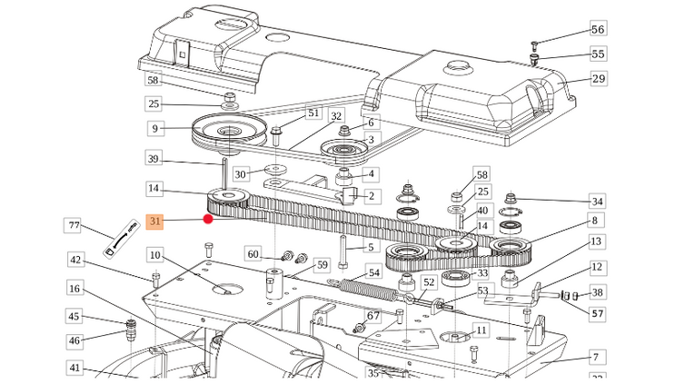 Oryginalny pasek zębaty noży traktorka Oleo-Mac OM 104J / OM 105J /OM 106 (SGN272211006)