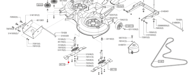 Oryginalny nóż prawy traktorka AL-KO T13 / T15 / T16 (461743)