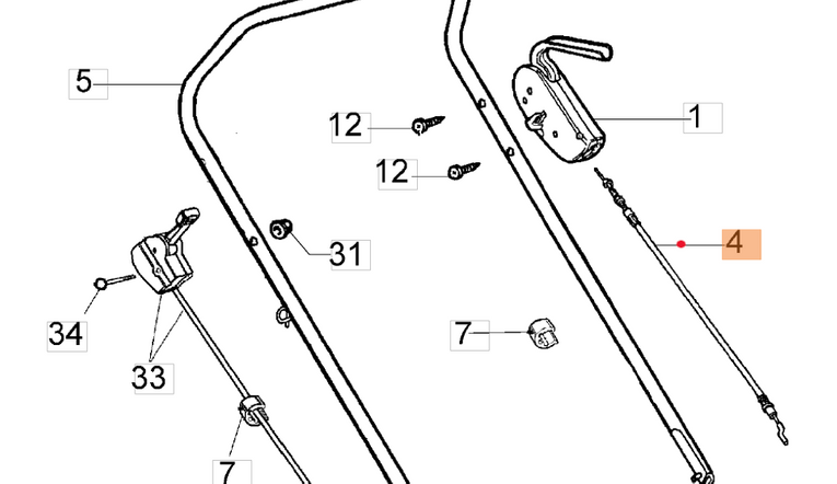 Linka hamulca kosiarki Oleo-Mac G44PK G48PK (66100183R)