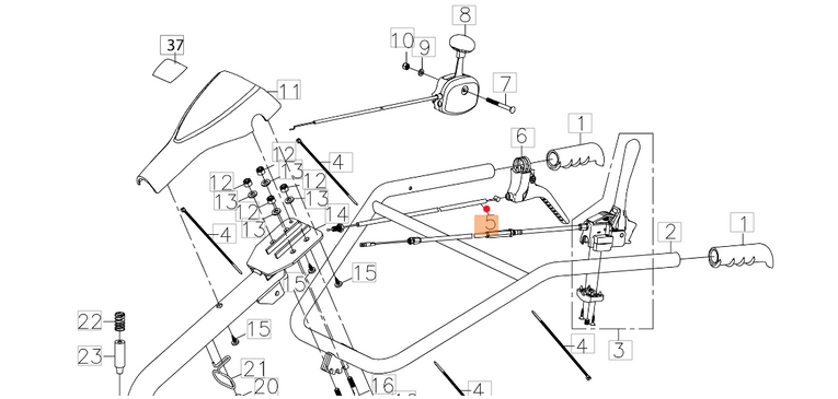 Linka tył glebogryzarki Oleo-Mac MH 198 (L66151273)
