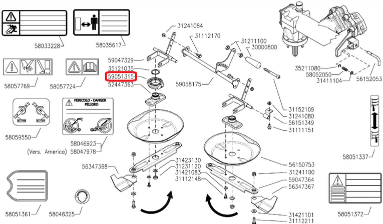 Łożysko wałka noża kosiarki Pasquali 100 cm Silent (59051315)