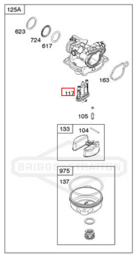 Oryginalna dysza gaźnika silnika Briggs & Stratton 450 (596521)