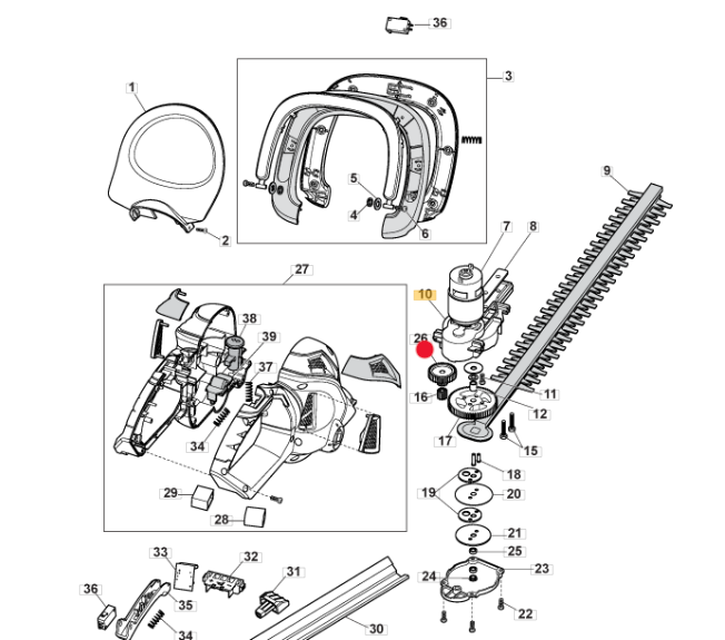 Zębatka przekładni nożyc do żywopłotu Stiga SHT 48 (118803402/0)