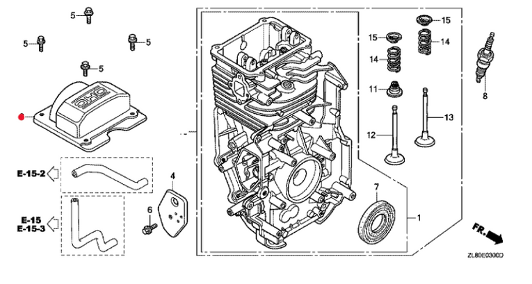 Oryginalna pokrywa zaworów silnika Honda GC160 / GC190 (12311-ZL8-D00)