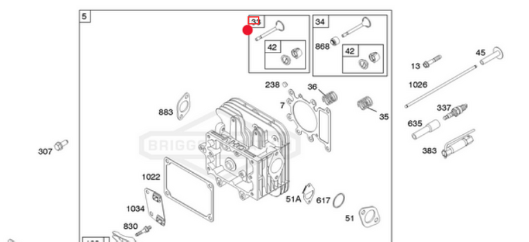 Oryginalny zawór wydechowy silnika Briggs&Stratton (792868)