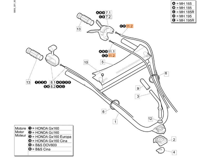 Linka napędu noży glebogryzarki Oleo-Mac MH