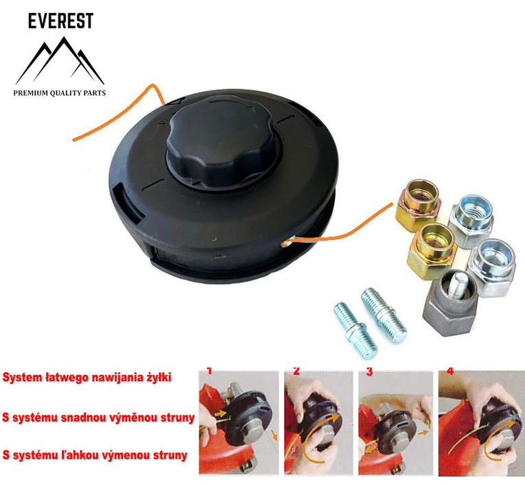 Głowica żyłkowa Everest 130 mm - zestaw adapterów