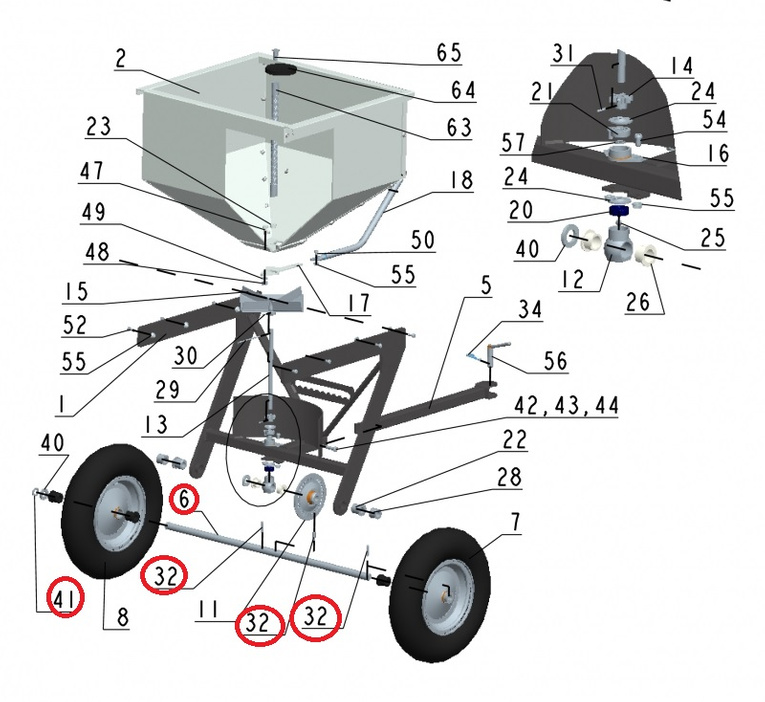 Oś rozsiewacza Vares RV 200