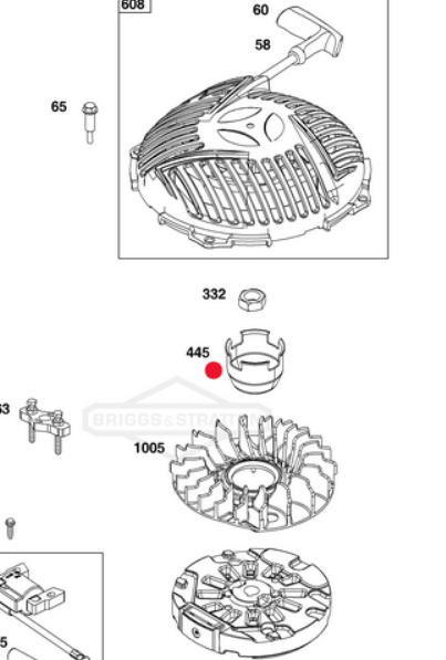 Oryginalny kielich zabieraków rozrusznika silnika Briggs&Stratton Seria 450 - 800 (591400)