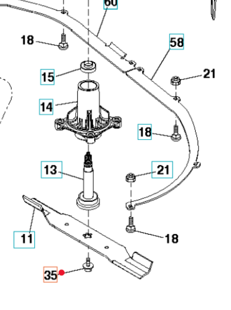Oryginalna śruba noża z prawym gwintem traktorka Husqvarna / McCulloch (5843093-01)