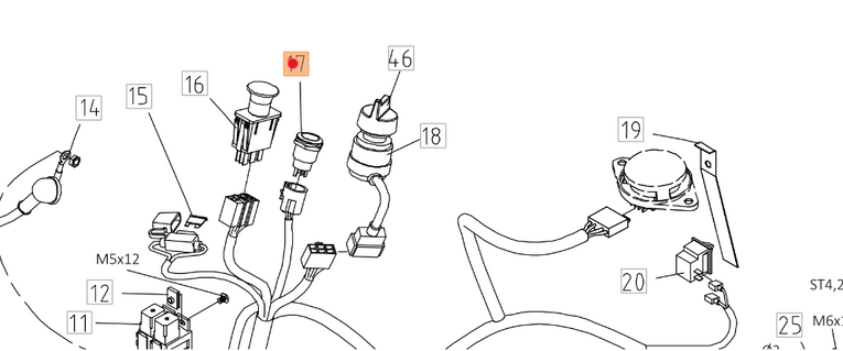 Oryginalny przełącznik noży - tył traktorka Oleo-Mac 86R / 92R / 102R (TS000326R)