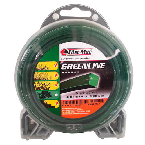 Żyłka Oleo-Mac GreenLine 3,0 mm x 15 m - kwadrat