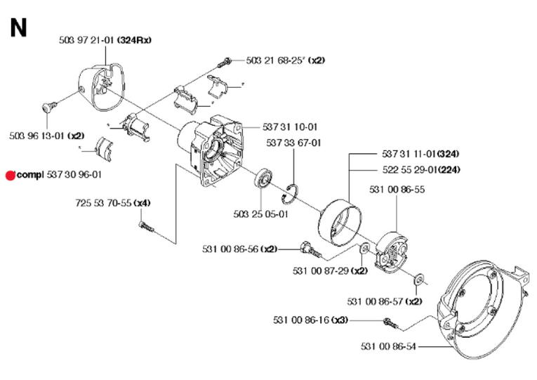 Oryginalna tuleja osłony sprzęgła wykaszarki / nożyc Husqvarna (5373096-01)