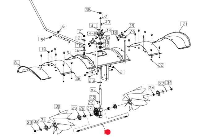 Oś wkładu szczotki zamiatarki OM-Line PKM100 (OB-SPAS1109100000)