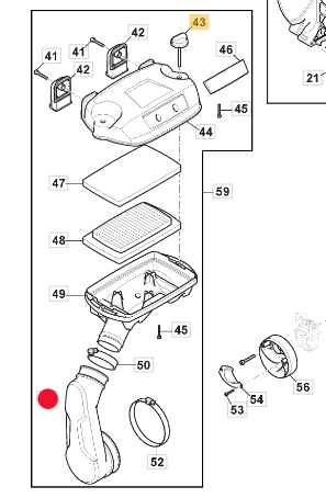 Kolektor dolotowy dmuchawy Stiga BL980 / SBP375 (118804443/0)