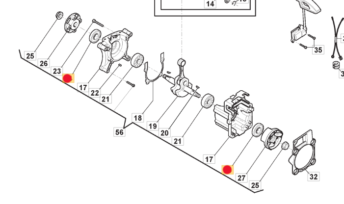 Uszczelniacz wału korbowego dmuchawy Stiga BL980 / SBP375 (118804418/0)
