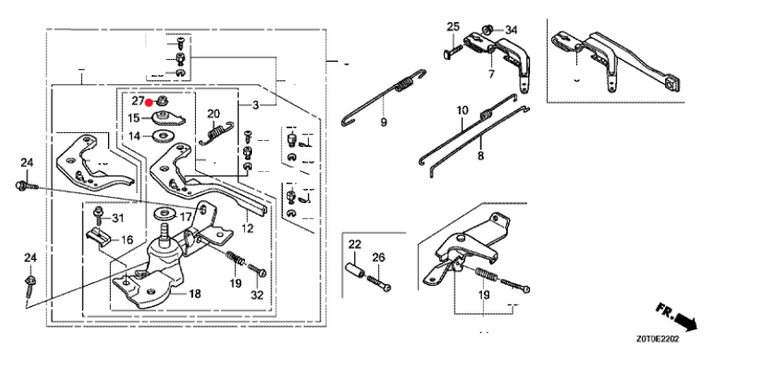 Nakrętka dźwigni regulacji obrotów silnika Honda GX 120 - GX 390 (90114-SA0-000)