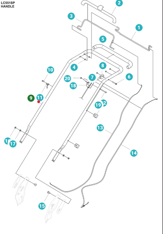 Oryginalne rączki kosiarki Husqvarna LC451 LC551 (5871974‑02)
