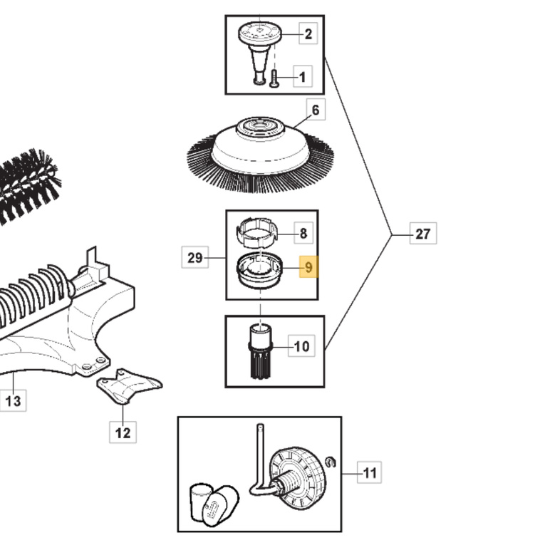 Osłona osi szczotki bocznej zamiatarki Stiga SWP 475 / 577 (118820841/0)