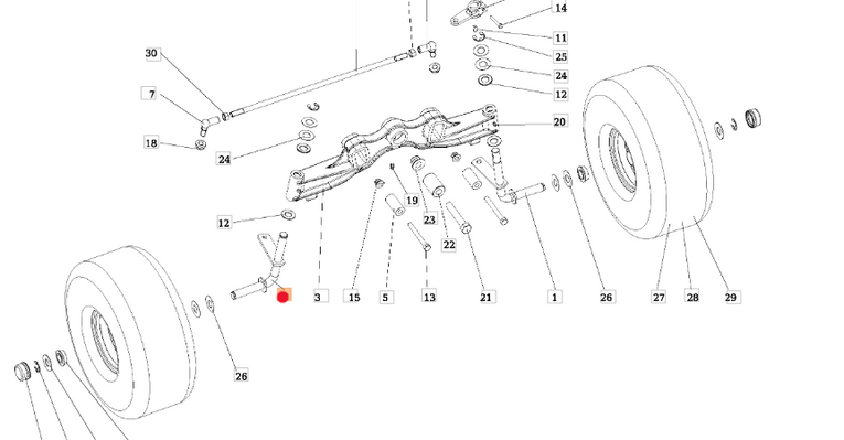 Oryginalna zwrotnica prawa koła traktorka Oleo-Mac OM 106 / OM 124 (SGS532916432153)