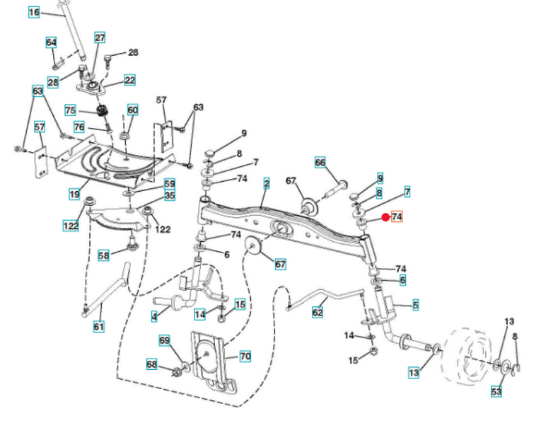 Oryginalna tulejka belki przedniej traktorka Husqvarna TC / TS (5320033-66)