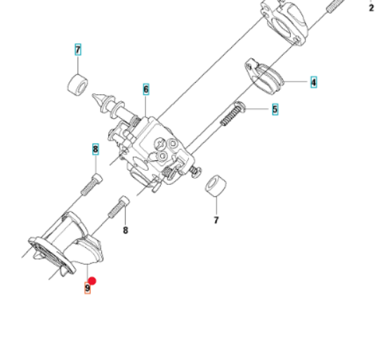 Oryginalny kolektor dolotowy gaźnika pilarki Husqvarna T435 (5739544-01)