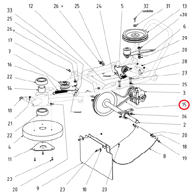 Pasek jazdy kosiarki rotacyjnej Dakr Tekton / Proton / Triton (96500.123)