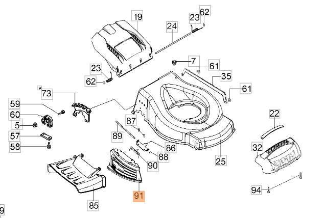 Osłona bocznego wyrzutu Oleo-Mac GV 53 / GMC 53 (66070478R)