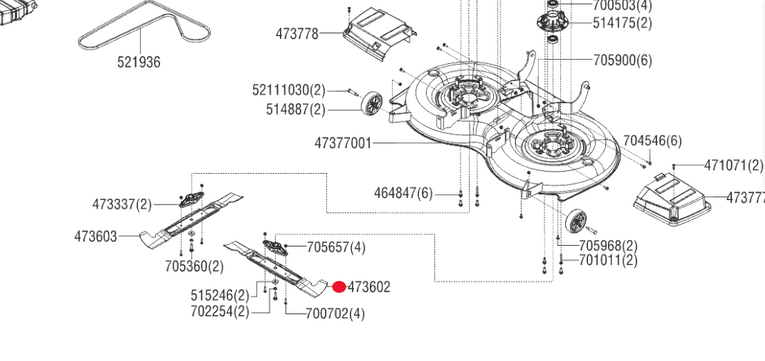 Oryginalny nóż lewy traktorka AL-KO T23 / 125 cm (473602)