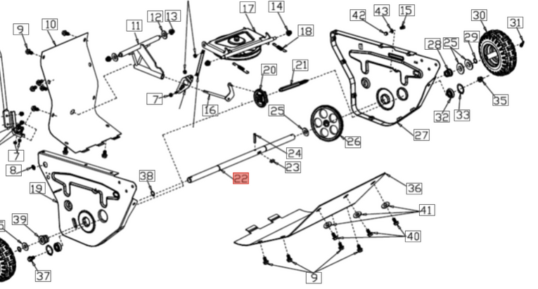 Oś kół jezdnych zamiatarki OM-Line PKM100 (OB-SPAS1087000000)