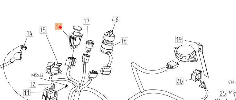 Oryginalny wyłącznik noży traktorka Oleo-Mac 86R / 92R / 102R (TS000034R)