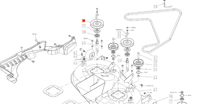 Oryginalne koło pasowe wałka agregatu traktorka Oleo-Mac 86R / 92R (TS000084R)