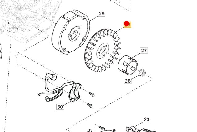 Wentylator koła magnesowego silnika Stiga SM65 / SM70 (118551169/0)