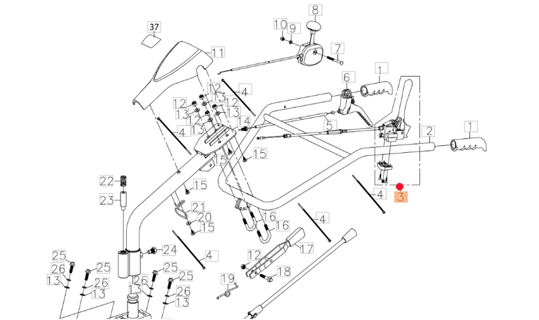 Kompletna manetka z linką przód glebogryzarki Oleo-Mac MH 198 (L66151272)
