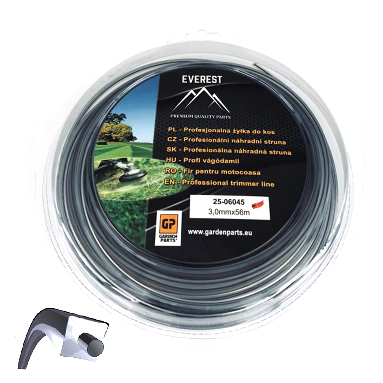 Żyłka tnąca Everest DUAL POWER LINE 3,0 mm x 56 m - kwadrat wzmocniona