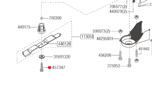 Oryginalna śruba noża kosiarki AL-KO 46/47/48 B (457347)