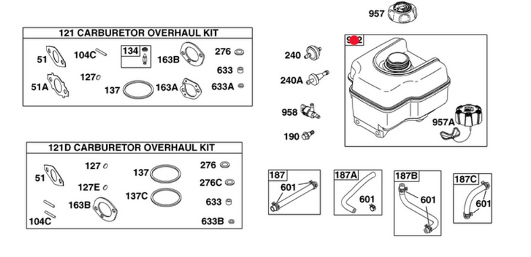 Zbiornik paliwa 799863 silnika Briggs&Stratton