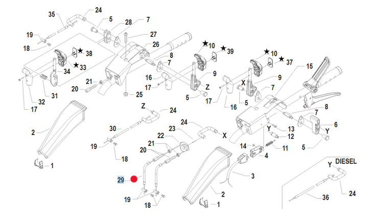 Linka hamulca ręcznego ciągnika jednoosiowego Pasquali XB 50 (58056841)
