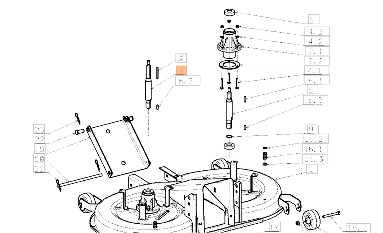 Oryginalny wałek lewy noży traktorka Oleo-Mac OM (SGS532038128033)
