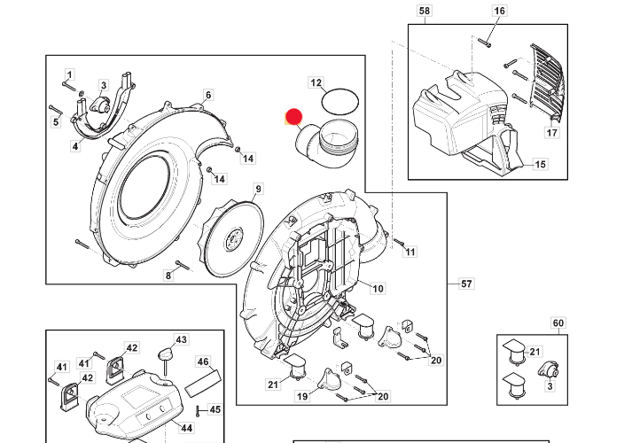 Łącznik kolankowy dmuchawy Stiga BL980 / SBP375 (118804469/0)