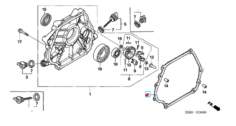 Oryginalna uszczelka skrzyni korbowej silnika Honda GX390 (11381-Z5T-000)