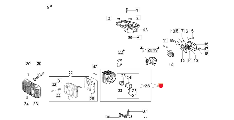 Oryginalny cylinder z tłokiem wiertnicy Oleo-Mac MTL 51 (375200154)