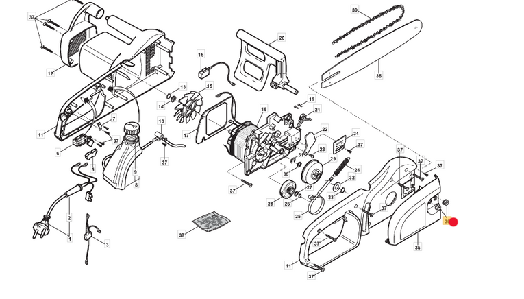 Oryginalna nakrętka pokrywy prowadnicy pilarki elektrycznej Stiga (1911-3986-01)