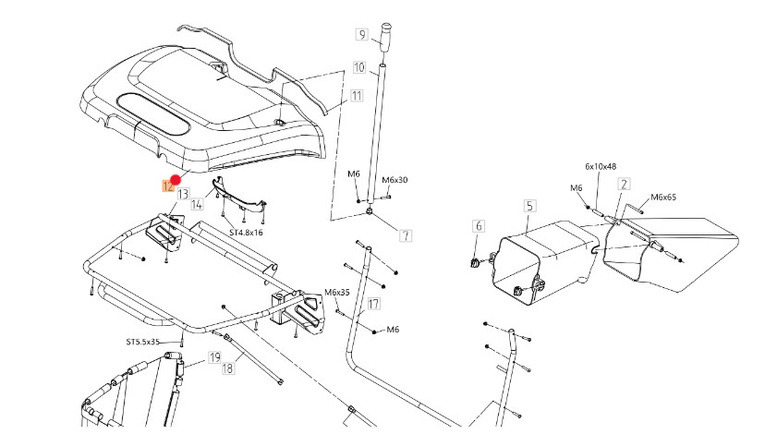 Oryginalna pokrywa górna kosza traktorka Oleo-Mac 86R / 92R / 102R