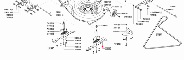Oryginalny komplet noży traktorka AL-KO T15 / T16 / T18 - 102 cm