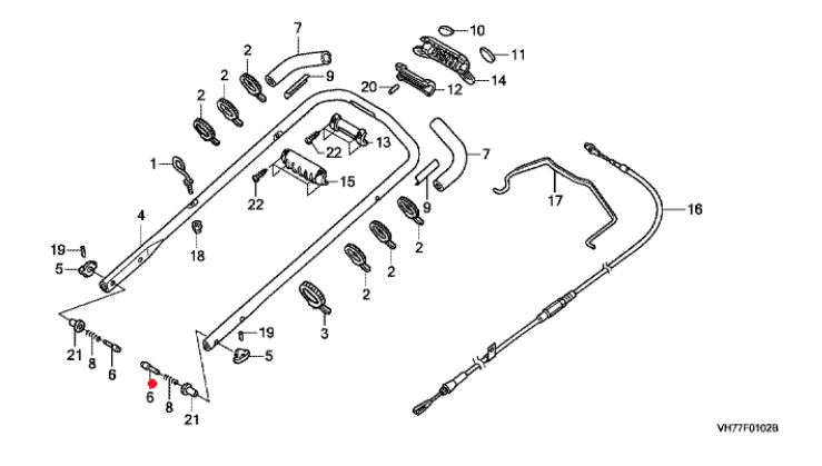 Sworzeń blokady kierownicy kosiarki Honda HRX HRG HRS (53158-VL0-B01)