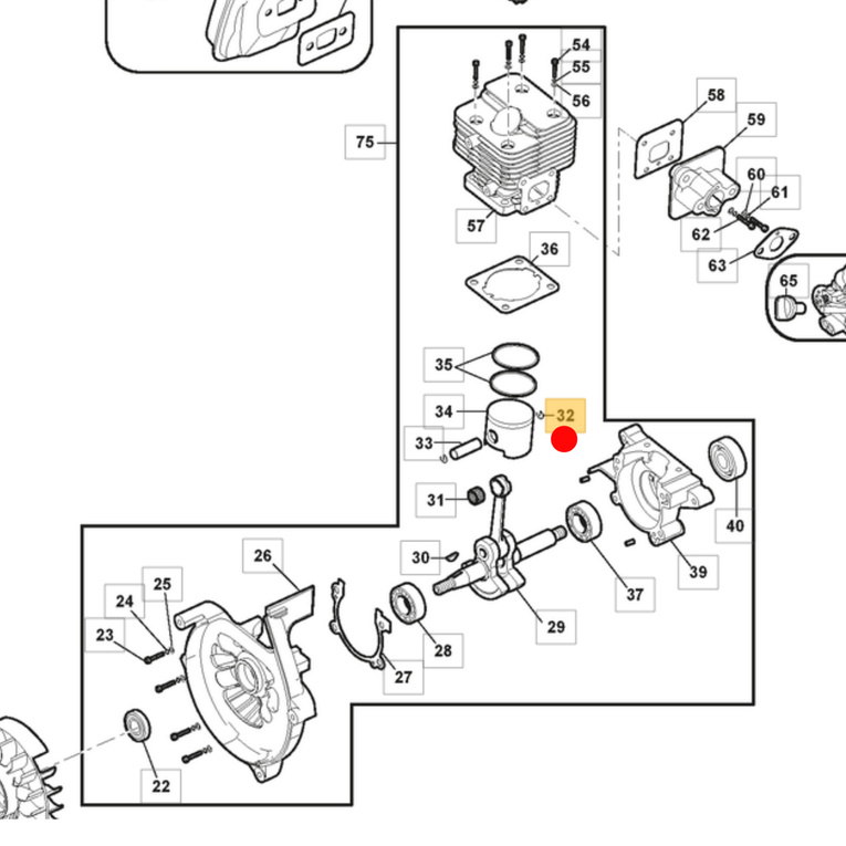 Oryginalne zabezpieczenie sworznia tłoka dmuchawy Stiga SBL 327 / BL 530 (123202006/0)
