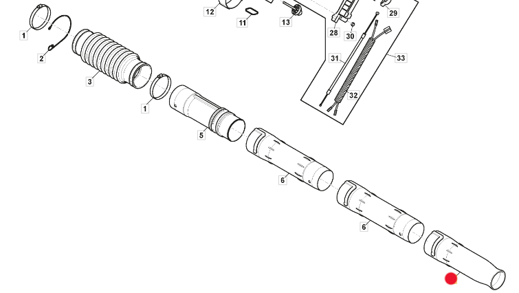 Rura dolna dmuchawy Stiga BL980 / SBP375 (118804494/0)